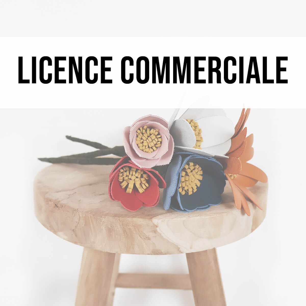 Fleurs en cuir Patron Deco Cuir, livre PDF avec licence commerciale, illustration de fleurs en cuir colorées.