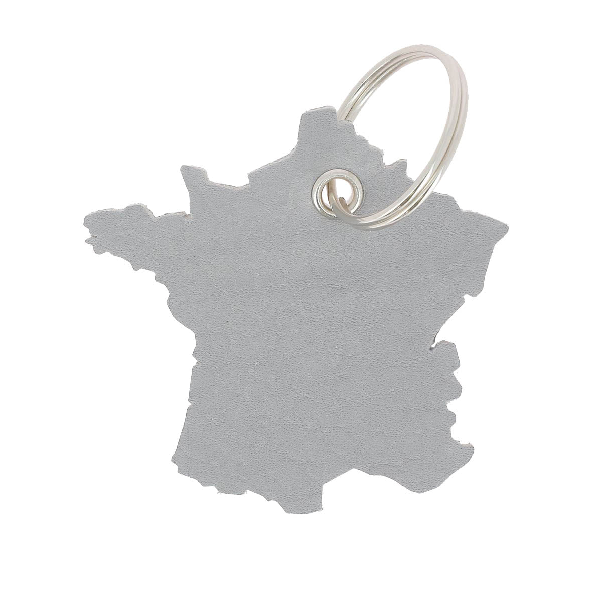 Découpe de cuir pour porte-clés en forme de carte de France, gris, par Deco Cuir, décoration en cuir pour porte-clés.
