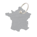 Découpe de cuir pour porte-clés en forme de carte de France, gris, par Deco Cuir, décoration en cuir pour porte-clés.