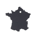 Découpe de cuir en forme de carte de France, porte-clés en cuir noir de la marque Deco Cuir, modèle KA201.