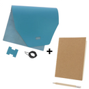 Kit DIY pour protège carnet en cuir Satinato A5 Deco Cuir, protège-livre bleu atoll avec cuir lisse.