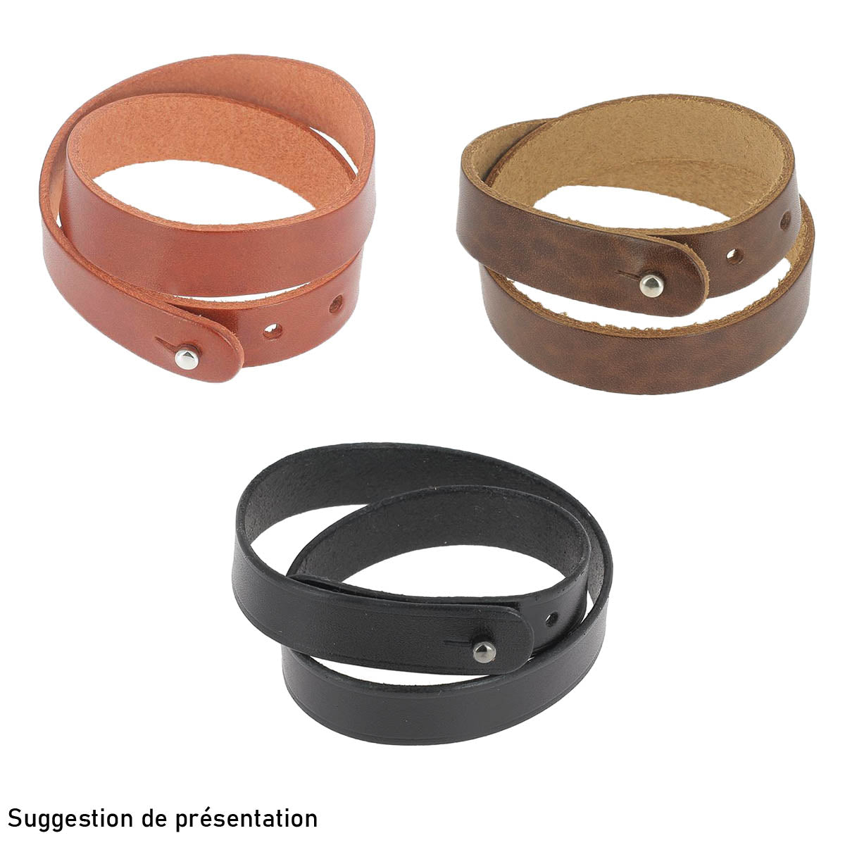 Découpe en cuir double pour bracelet sauvage à personnaliser, taille adulte, 44 x 1,5 cm, fabriquée par Deco Cuir.