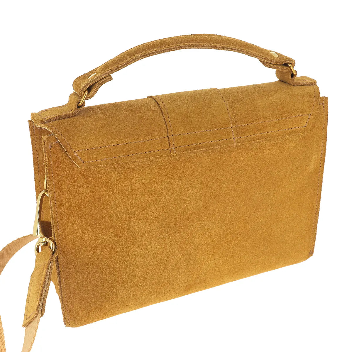 Kit DIY Deco Cuir pour sac en croûte de cuir Roma jaune curry, création artisanale avec matériaux de qualité.