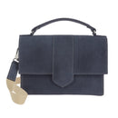 Kit DIY pour fabriquer soi-même son sac bandoulière Roma en croûte de cuir velours bleu. 