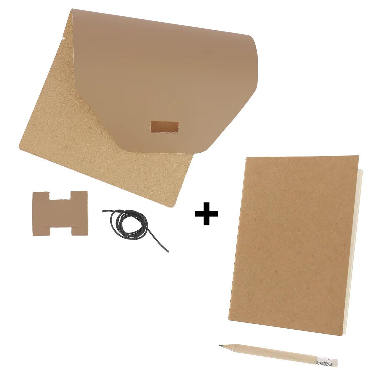 Kit DIY protège carnet en cuir satiné A6 de Deco Cuir, finition lisse couleur café au lait, pour créations personnalisées.