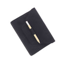 Kit DIY Deco Cuir pour protège carnet en croûte de cuir velours tressé A6, couleur bleu nuit, création artisanale.