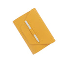 Kit DIY pour protéger carnet en cuir lisse VENUS A6, couleur jaune moutarde, création par Deco Cuir.