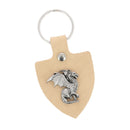 Découpe de cuir Blason 2 pour porte-clés en cuir, fabriquée par Deco Cuir, avec rivets pour fixation.