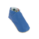 Kit DIY pour créer des chaussons en cuir pour bébé, marque Deco Cuir, avec cuir bleu suave, pour créations faites maison.