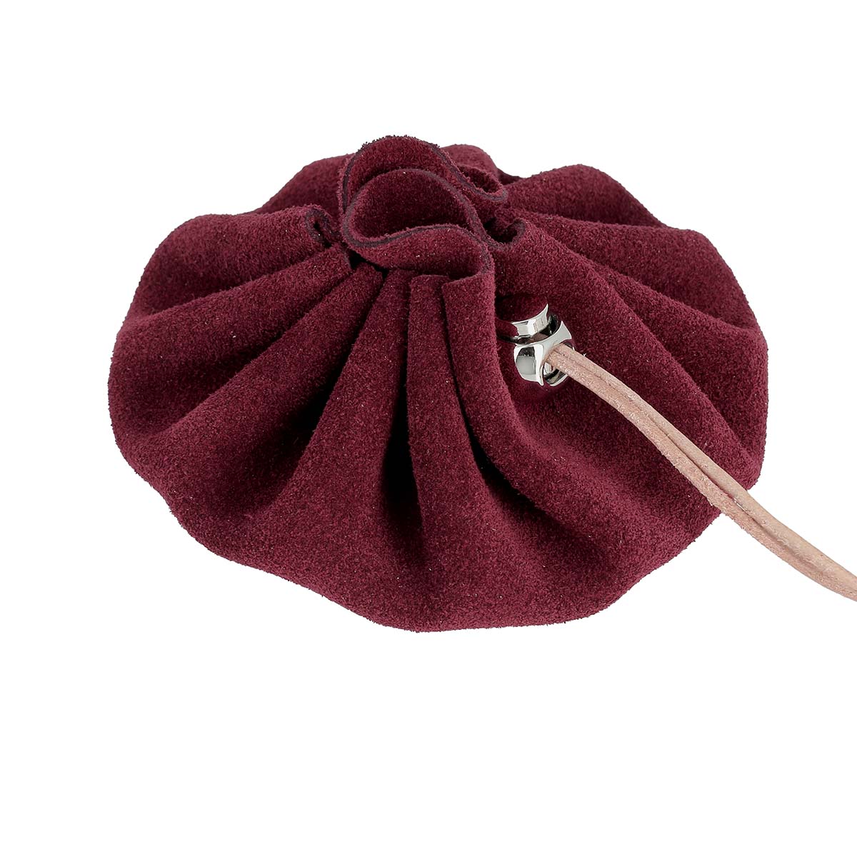 Découpe pour bourse en croûte de cuir velours Bordeaux T92 de Deco Cuir, pièce en cuir marron foncé avec texture douce.