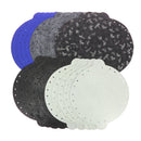 Lot de 25 découpes de bourses diamètre 20 cm en croûte de cuir couleurs fantaisies. 