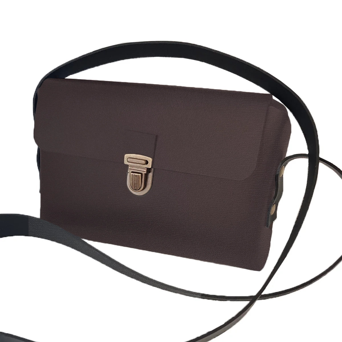 Kit complet pour réaliser une pochette en cuir marron foncé. Kit DIY conçu par Deco cuir pour les débutants, ne nécessite pas de couture