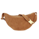 Sac banane en croûte de cuir velours camel - DIY couture sac banane en cuir