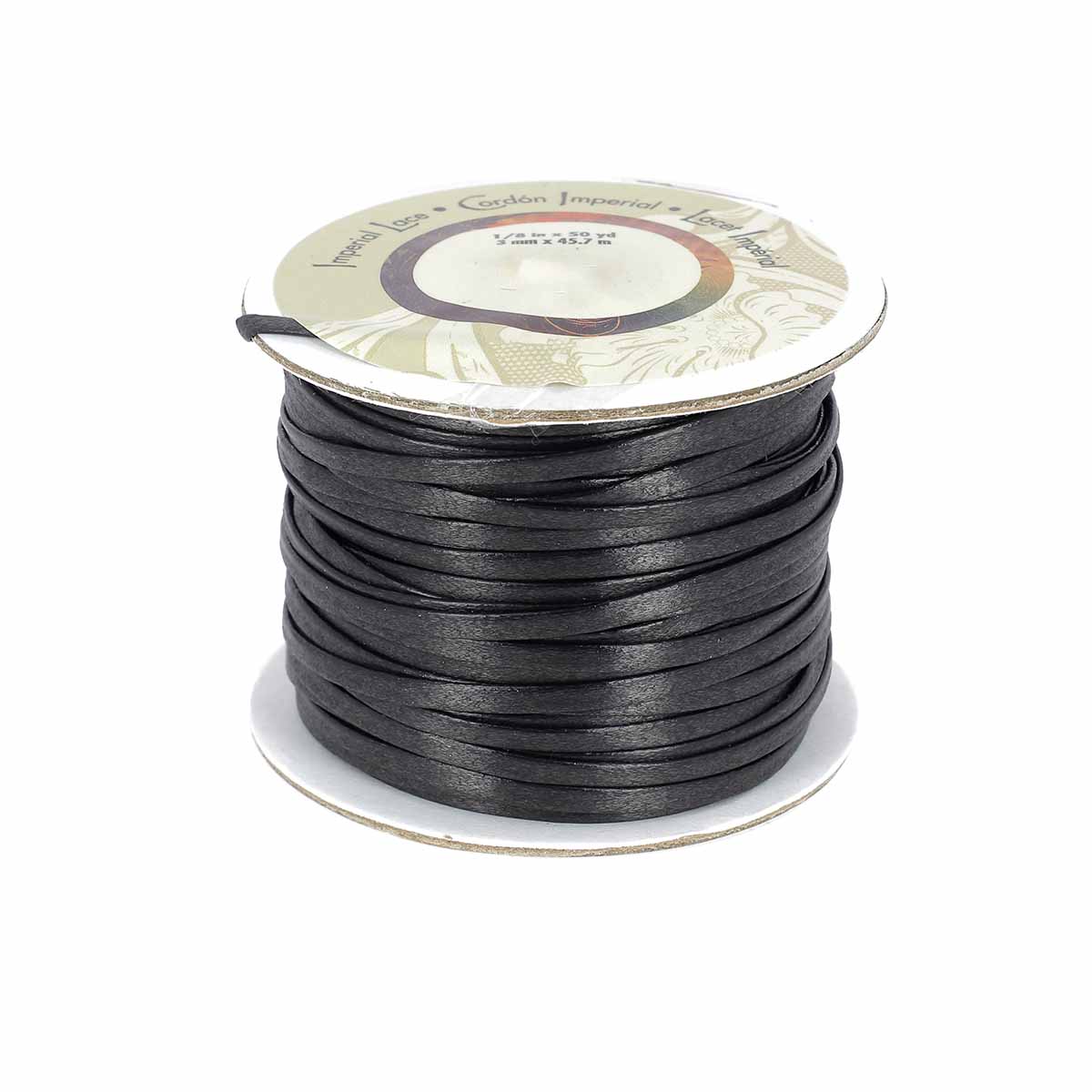 Lacet synthétique IMPÉRIAL Plat 3mm, en cuir, sur bobine de 45 mètres, idéal pour chaussures et projets de couture.