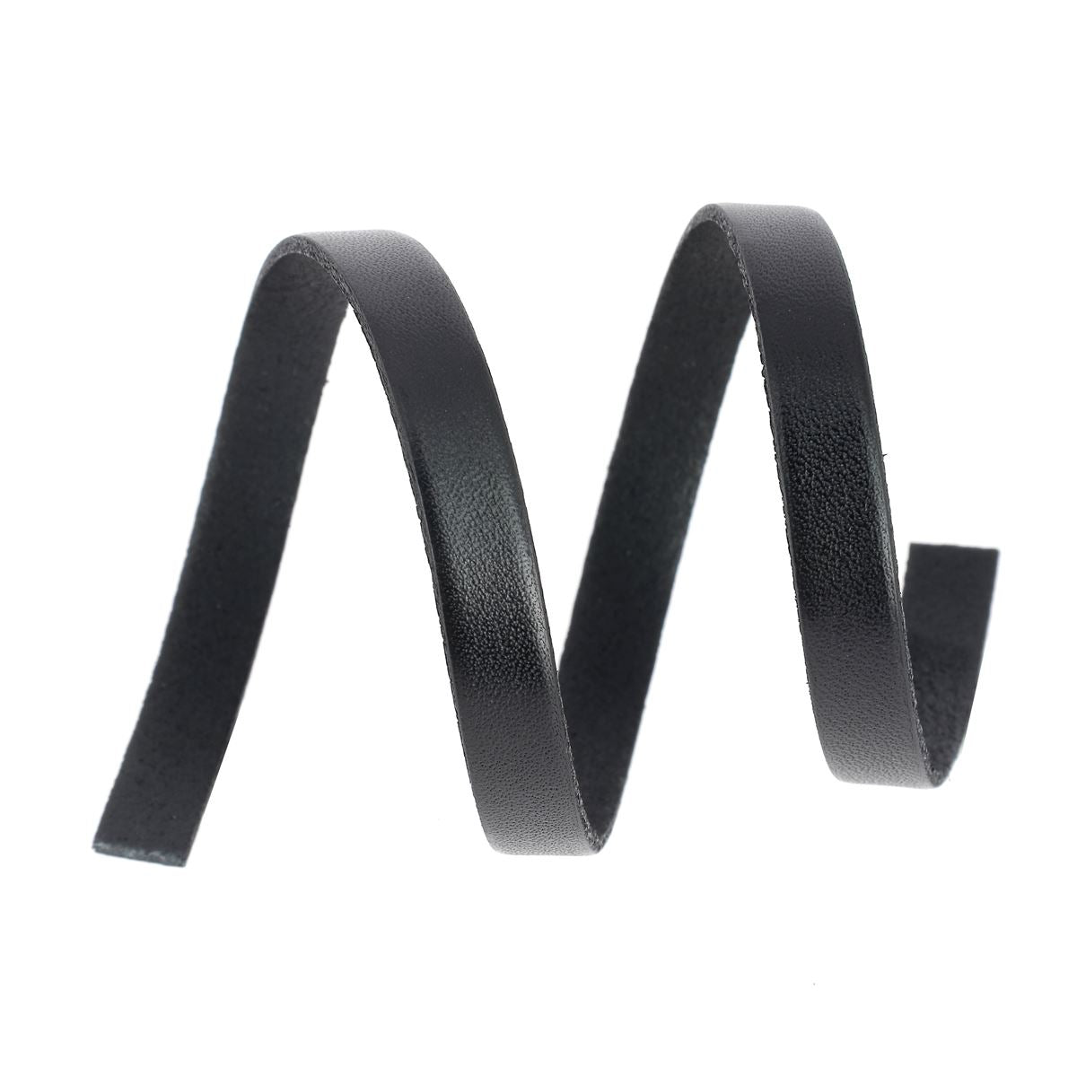 Lacet en cuir plat noir de 10mm, tranché, longueur 10 cm, pour chaussures, fabriqué par Autres.