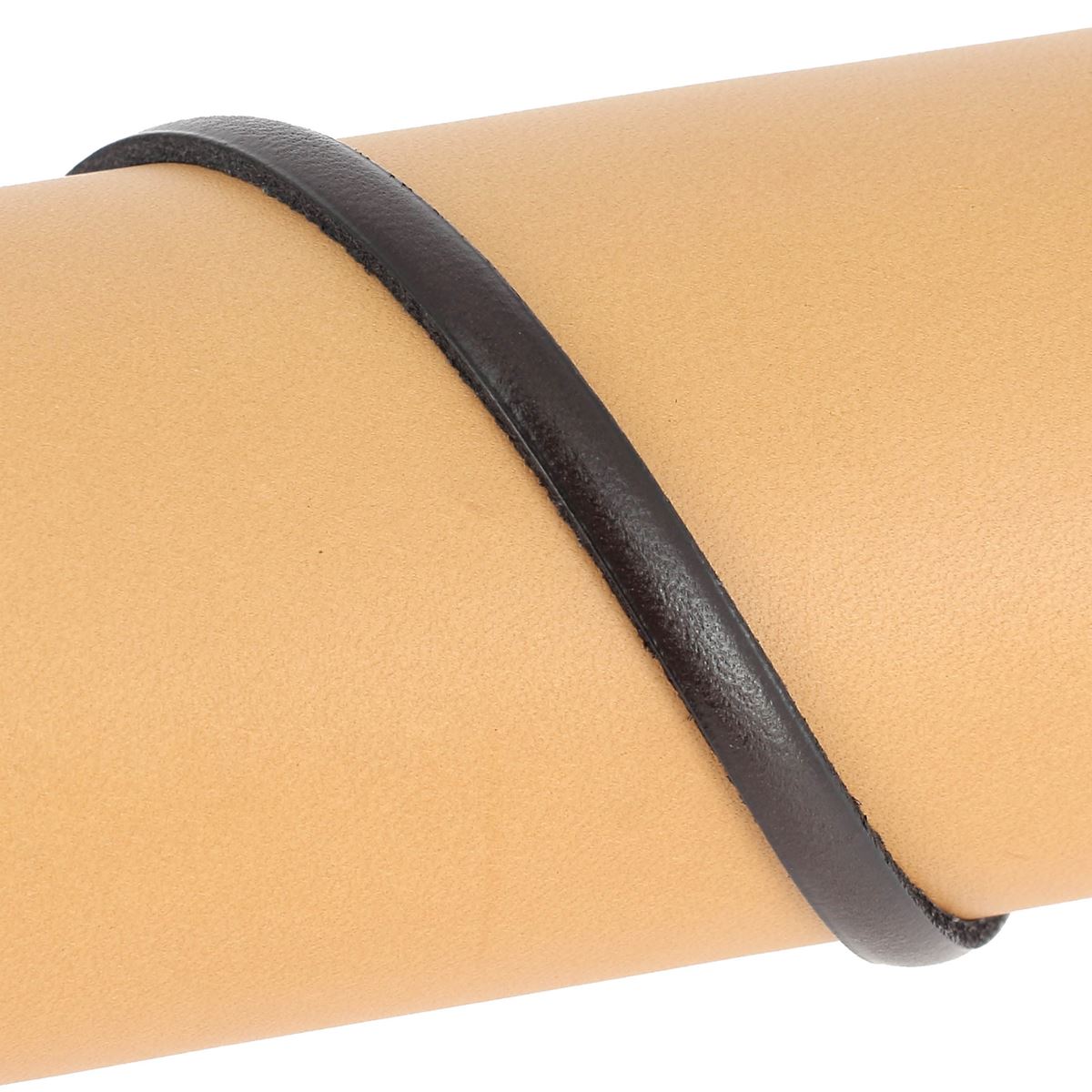 Lacet en cuir plat 5mm tranches noires de 10cm, pour chaussures, fabriqué en cuir, style durable et élégant.
