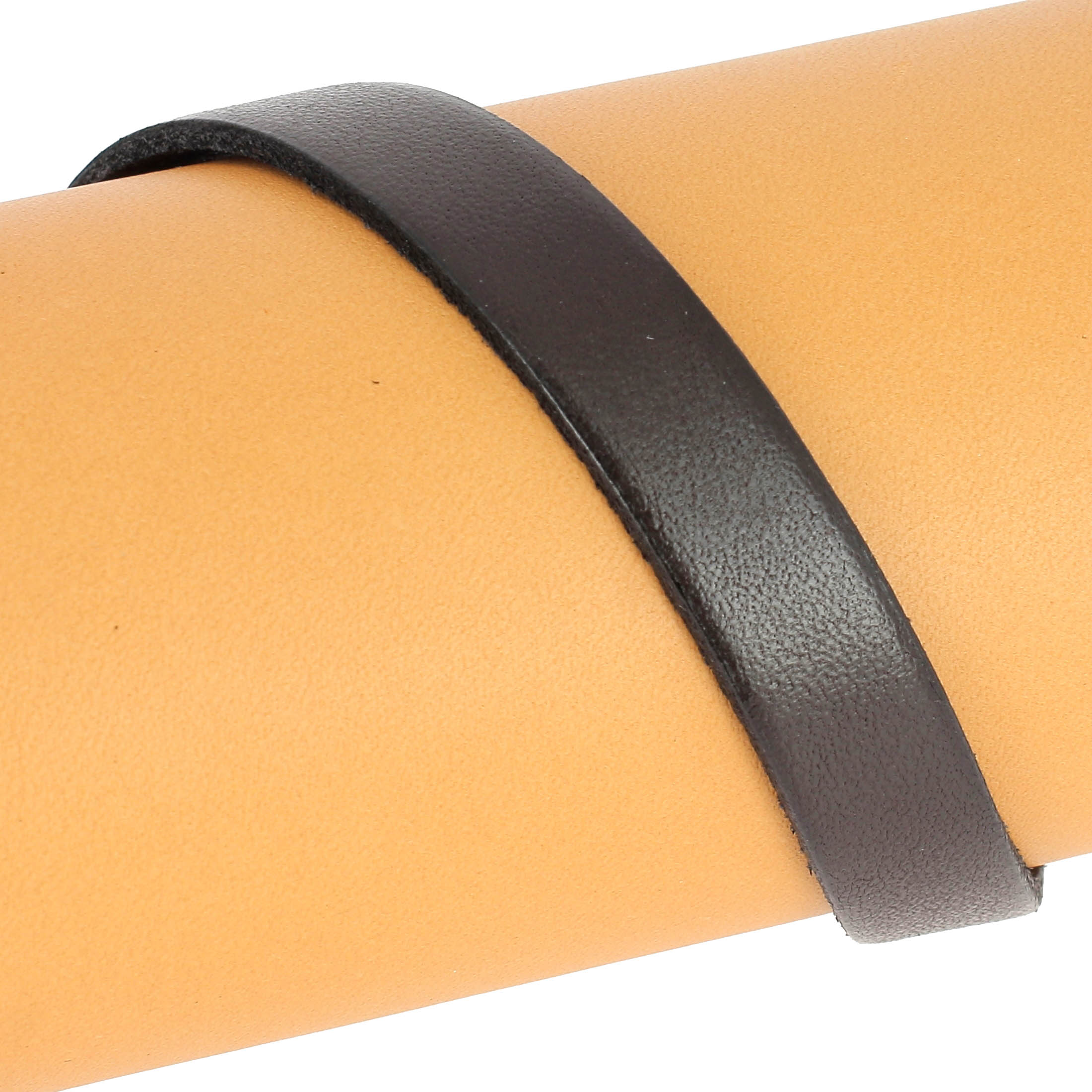 Lacet en cuir plat noir de 10 mm de 10 cm, pour chaussures, avec tranches noires, fabriqué par Autres.