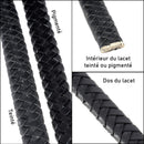 Lacet en cuir Régaliz pigmenté tressé, 12x6mm, pour chaussures, en cuir naturel, avec finition tressée.
