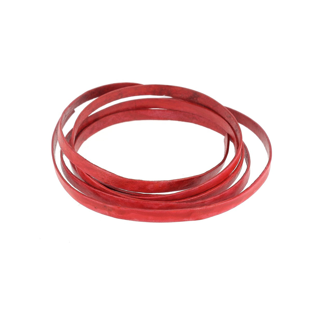 Lacet en cuir teinté effet délavé plat de 4 mm de la marque Deco Cuir, visible dans une image montrant la texture et la couleur.