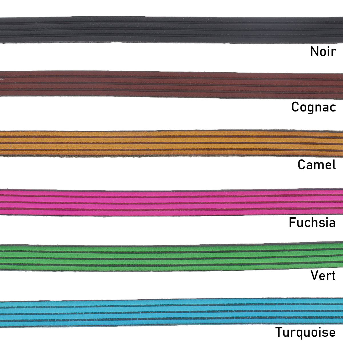 Lacet en cuir plat effet 4 bandes de 10mm, pour chaussures, de marque Autres, visible avec détails en cuir souple.