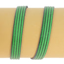 Lacet en cuir plat effet 4 bandes de 10mm de couleur vert pour chaussures, par Autres, visible en détail.