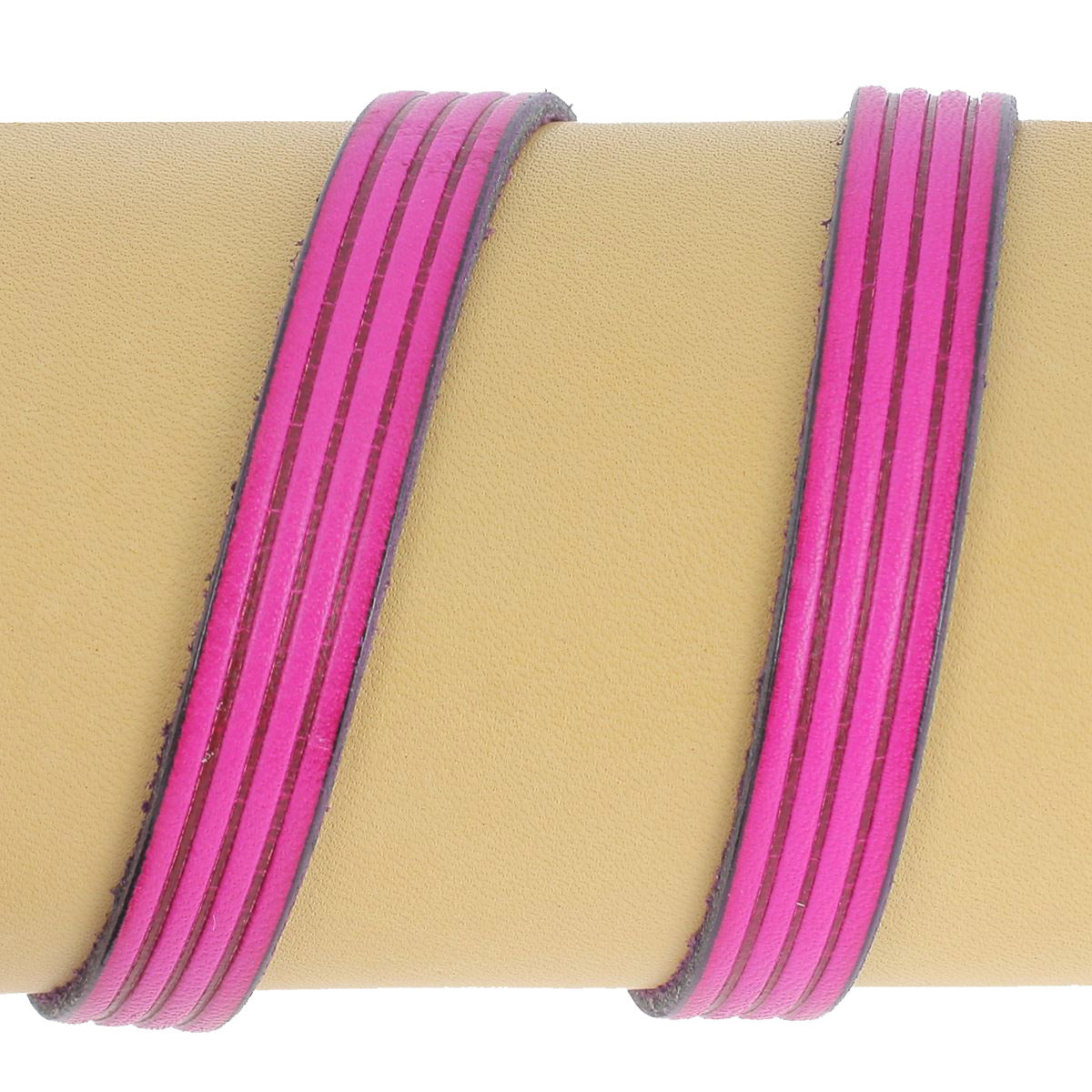 Lacet en cuir plat effet 4 bandes de 10mm, couleur fuchsia, pour chaussures, fabriqué par la marque Autres.