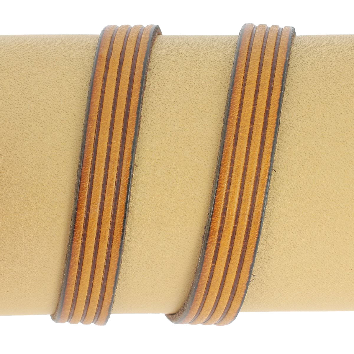 Lacet en cuir plat effet 4 bandes de 10 mm, couleur camel, pour chaussures, fabriqué par Autres.
