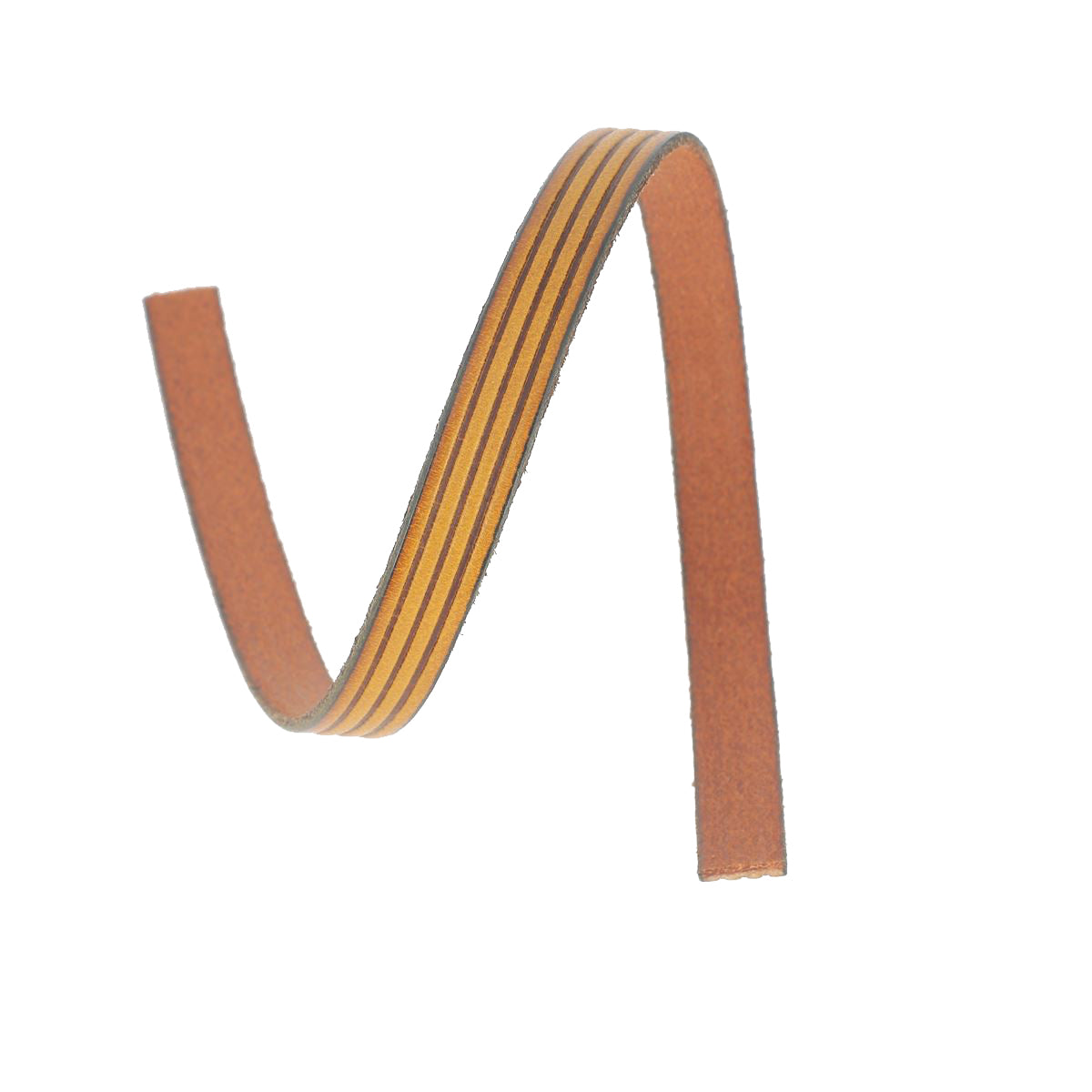 Lacet en cuir plat effet 4 bandes de 10 mm de couleur camel, conçu pour chaussures, par Autres.