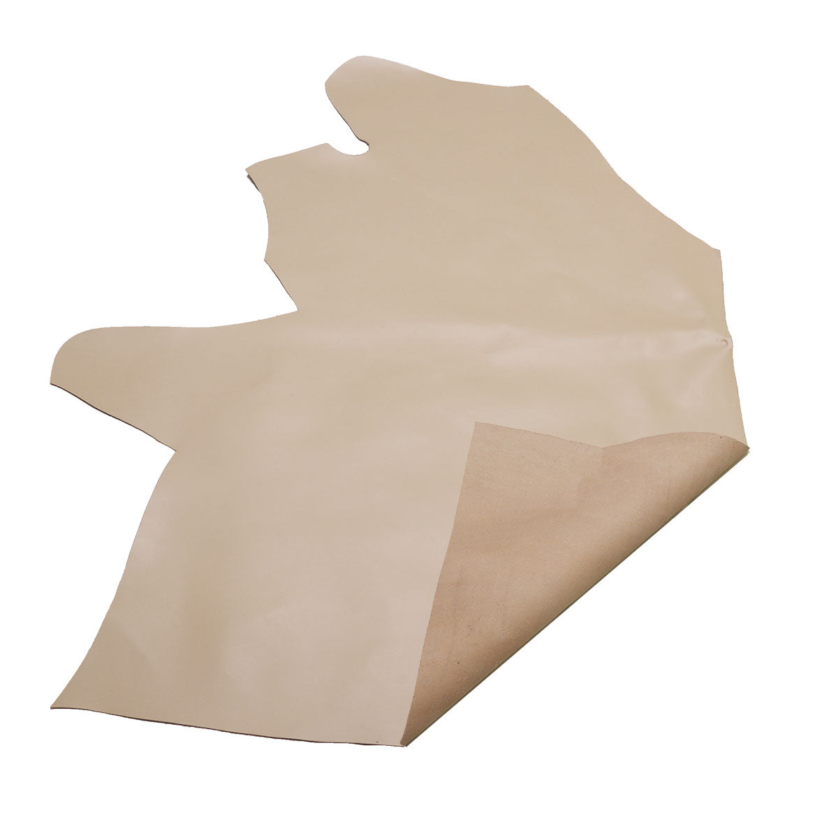 Peau de cuir de vachette beige satinato, modèle M33, pour couture ou artisanat, vue détaillée de la texture brillante et douce.