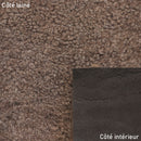 Découpe de cuir en laine frisée marron, pour bourse, par Deco Cuir, visible avec texture marbrée et finition pigmentée.