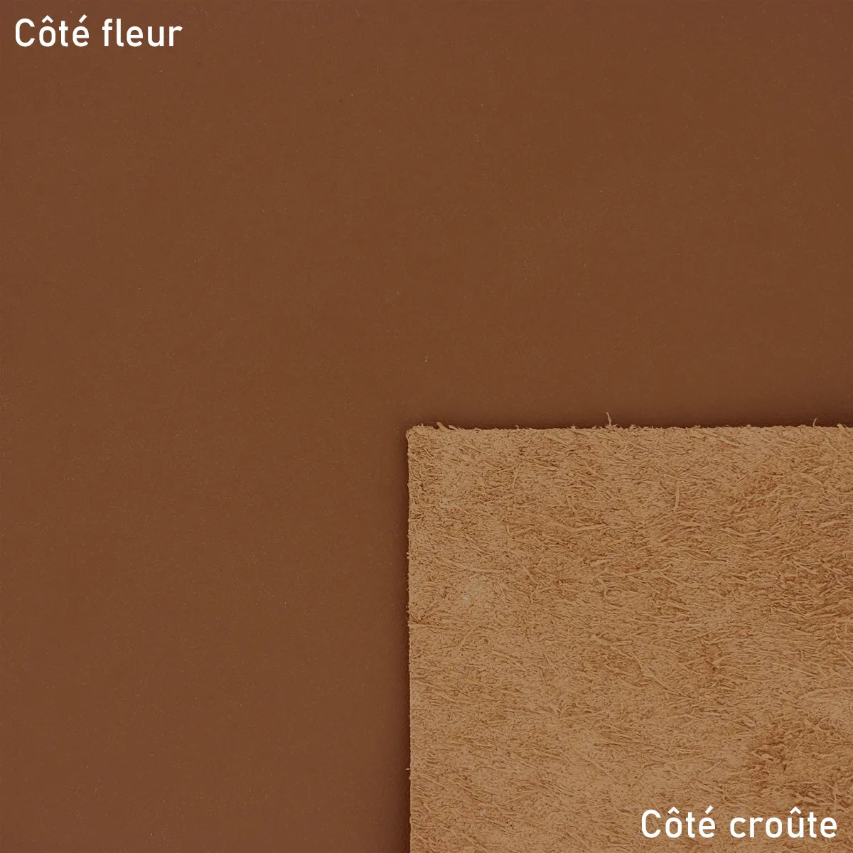 Coupon de cuir de vachette lisse et souple couleur marron clair idéal pour la création de petit projet. Disponible dans plusieurs dimensions et épaisseurs