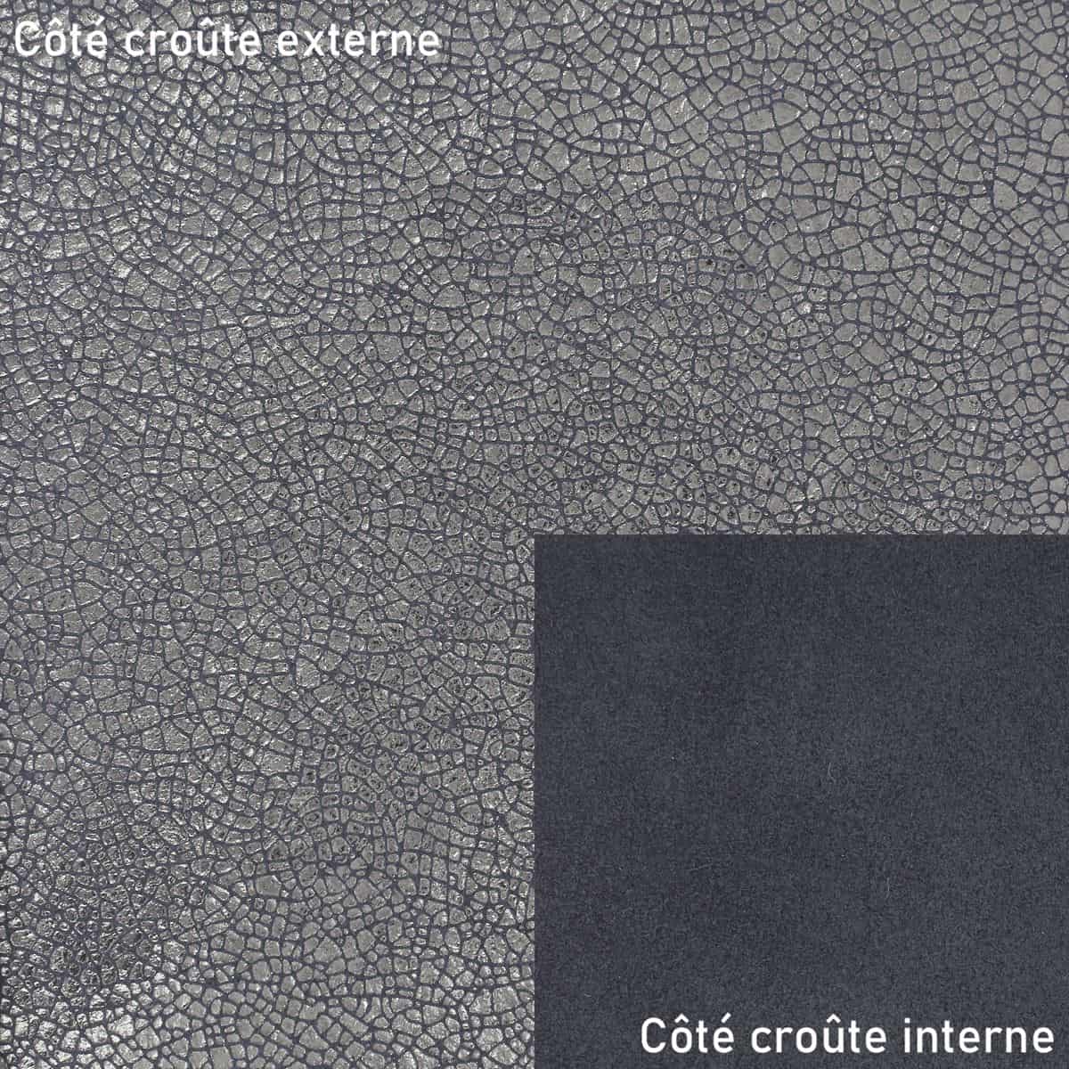 Croûte de cuir de veau - Velours effet craquelé - GRIS MÉTALLISÉ O66