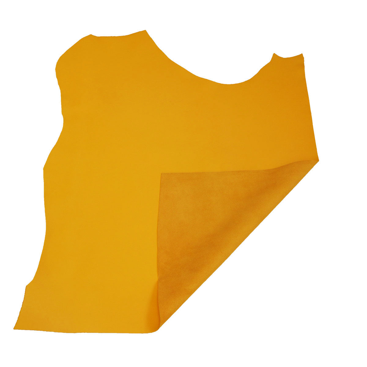 Peau de cuir de veau lisse jaune tournesol, produit Autres, texture douce et brillante, vue en gros plan.