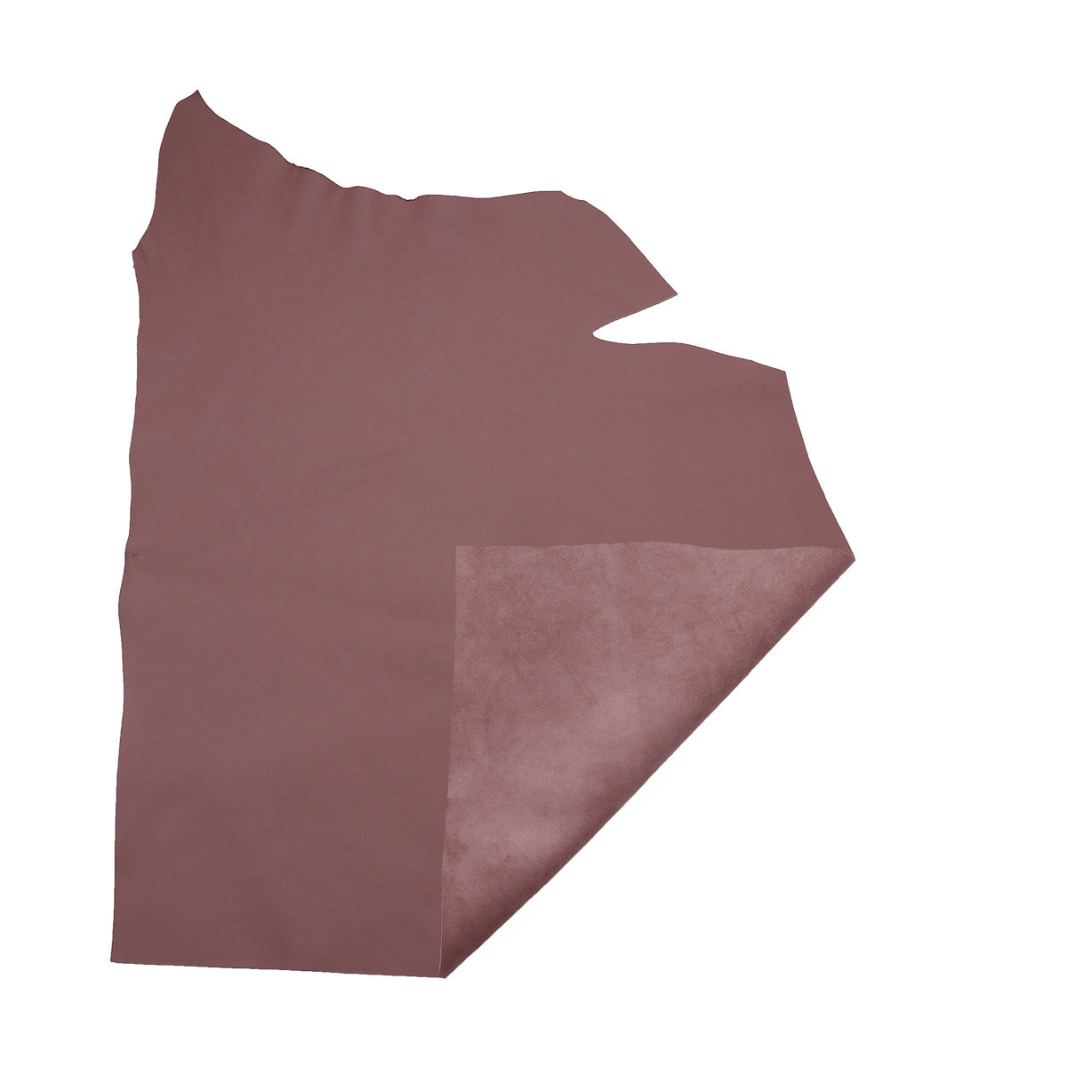 Peau de cuir de veau grainé de couleur vieux rose, vue détaillée du cuir souple et texturé, pour fabrication de maroquinerie.