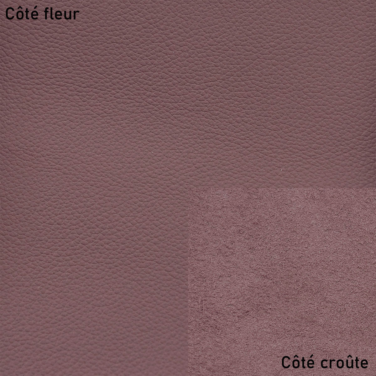 Peau de cuir de veau grainé VIEUX ROSE, matériau élégant et texturé, idéale pour la maroquinerie ou la couture.