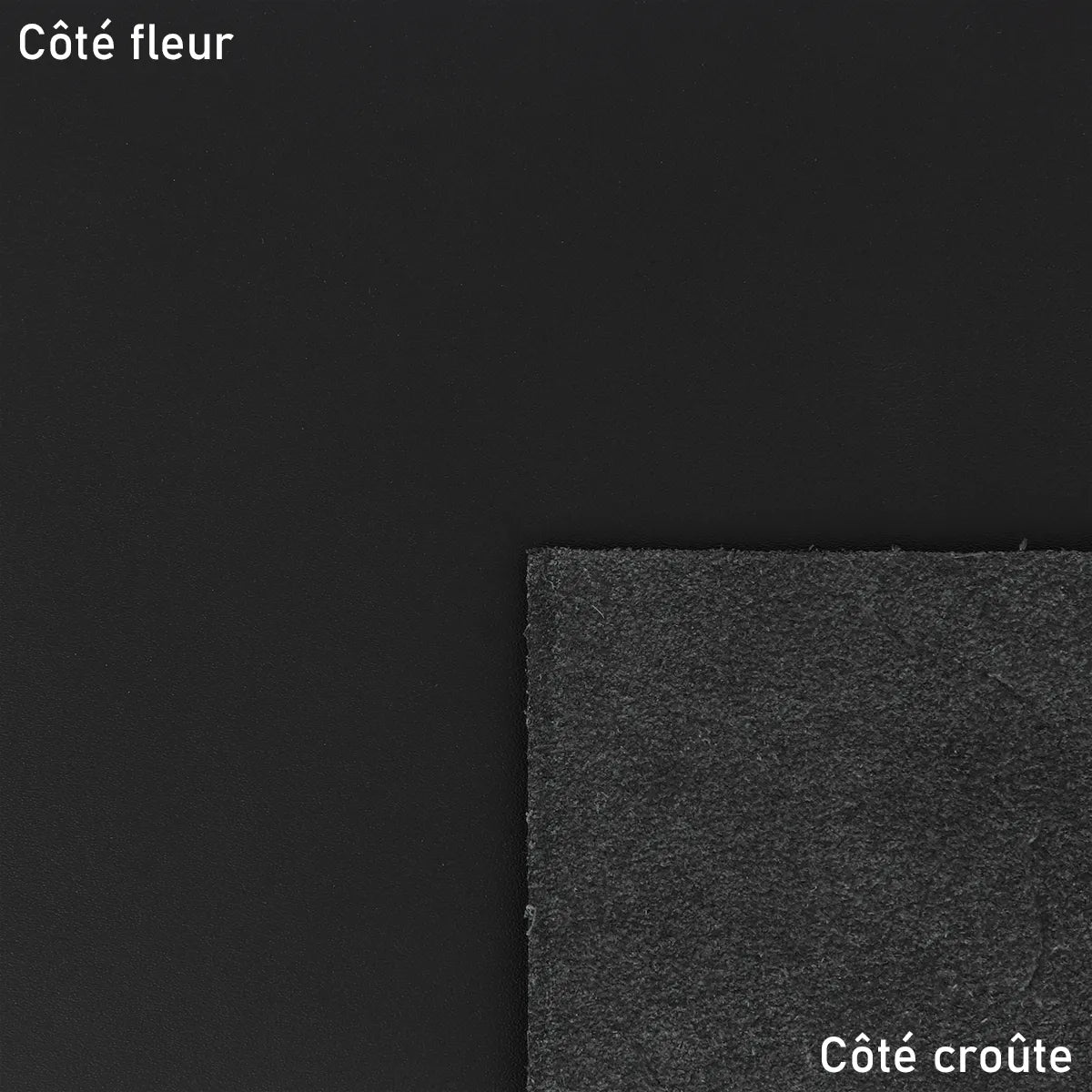 Coupon de cuir lisse couleur noir qui s'adapte parfaitement bien pour la création de portefeuille, porte-cartes, étui, accessoire, décoration...
