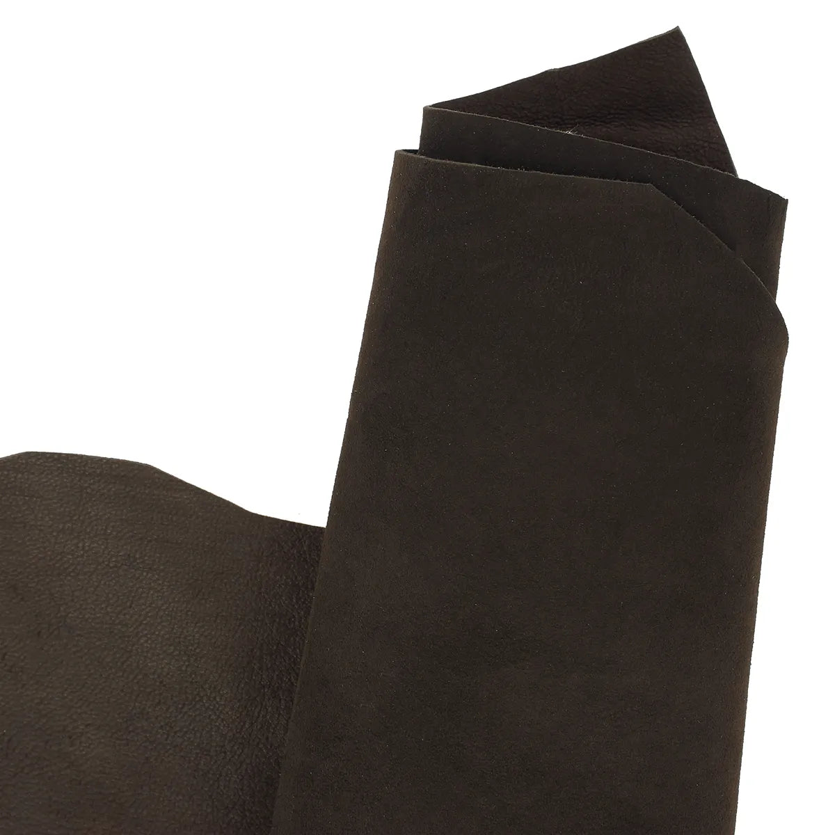 Peau de cuir d'agneau velours marron foncé, texture douce et souple, pour habillage ou artisanat, de la marque Autres.