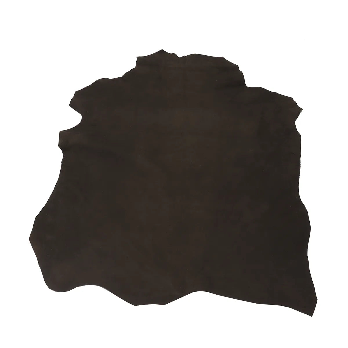 Peau de cuir d'agneau velours marron foncé, texture douce et souple, vue entière pour utilisation en maroquinerie ou décoration.