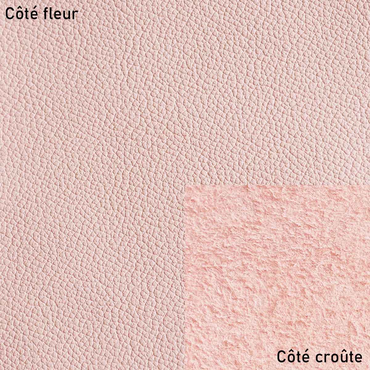 Morceau de cuir de vachette OCÉAN Rose Clair R18, cuir authentique pour confection artisanale, visible avec texture naturelle.