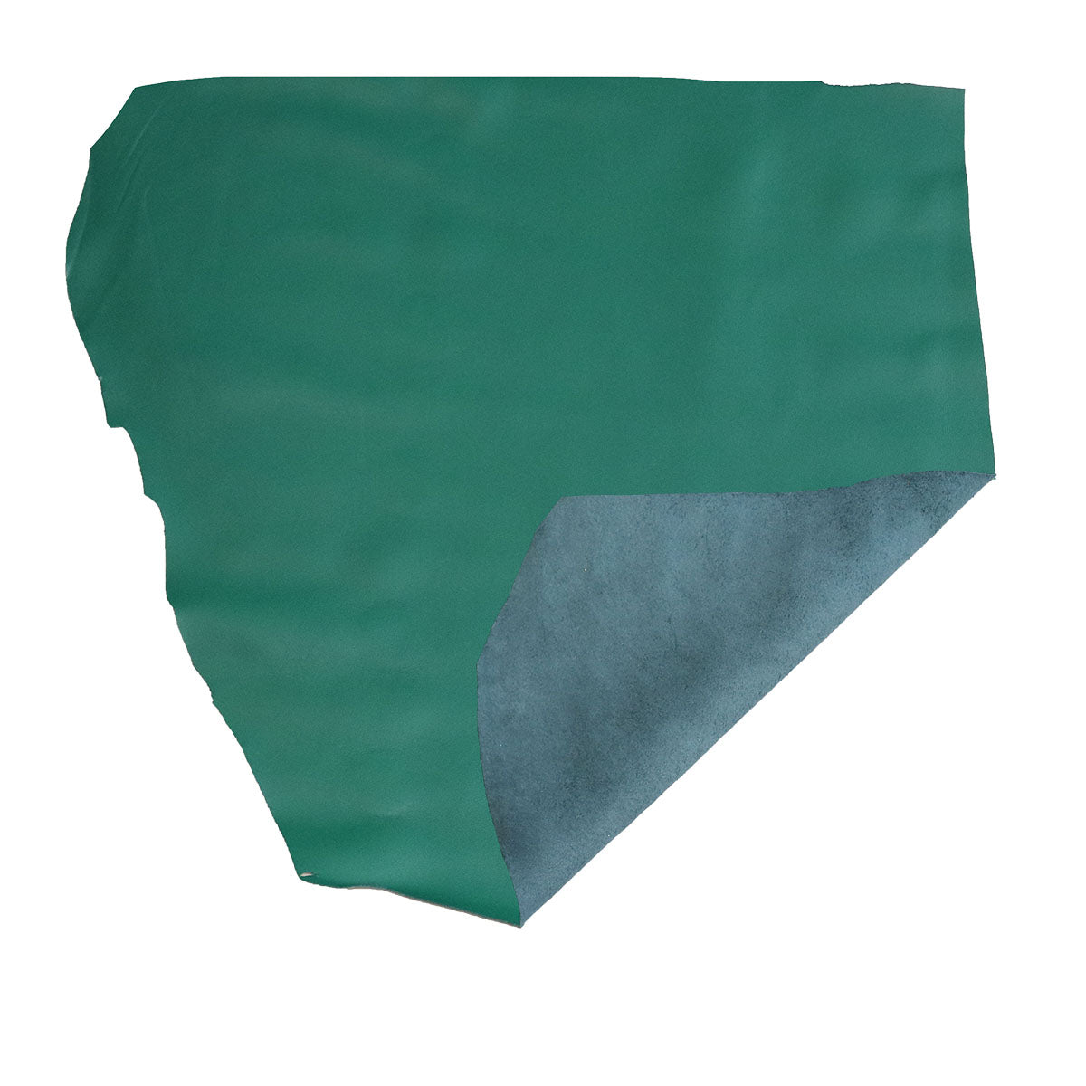 Peau de cuir de vachette lisse vert, modèle R44, pour artisanat ou maroquinerie, texture douce et uniforme.