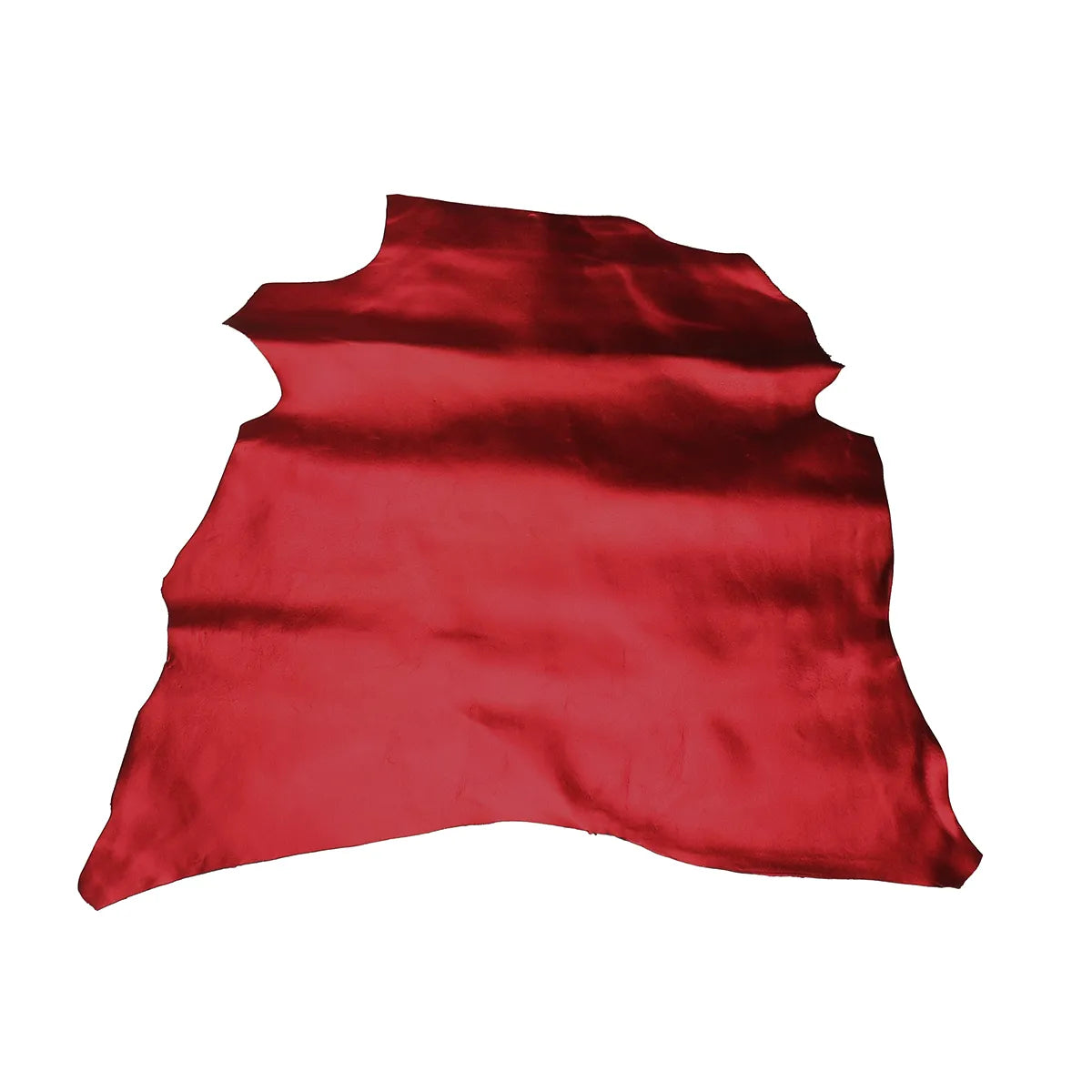 Peau de cuir d'agneau métallisé rouge brillant, peau entière, texture lisse, idéal pour confectionner des articles de maroquinerie.