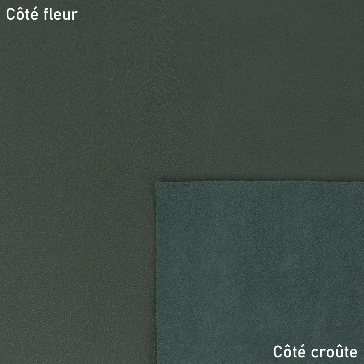Cuir grainé, fin et souple couleur vert foncé idéal pour la réalisation d'article de maroquinerie