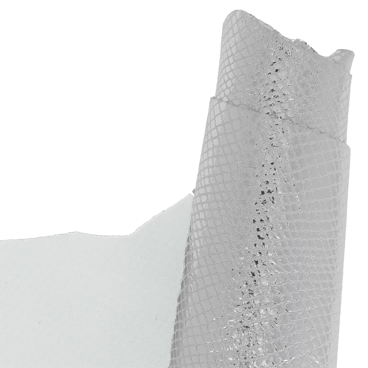 Cuir de chèvre imprimé reptile argent effet miroir