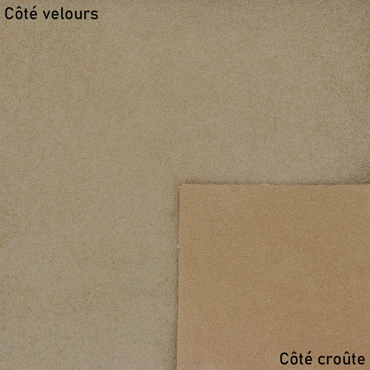 Croûte de cuir veau velours - Beige pailleté T91 - Deco cuir