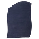 Peau de cuir de veau velours bleu foncé, texture de croûte de cuir, authentique et douce, pour projets de maroquinerie ou décoration.