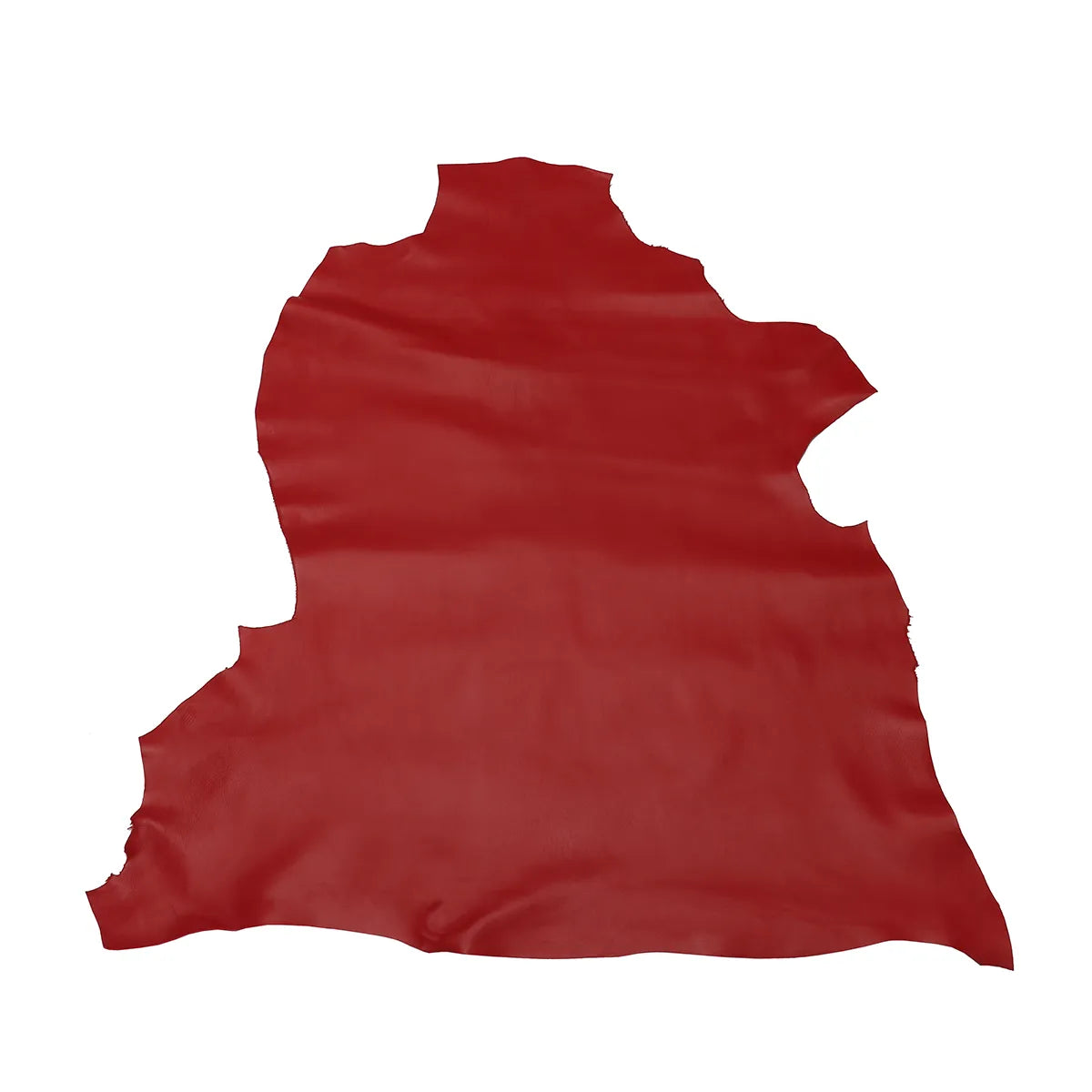Peau de cuir d'agneau nappa rouge cerise, cuir lisse et souple, vue entière, pour confection ou décoration.
