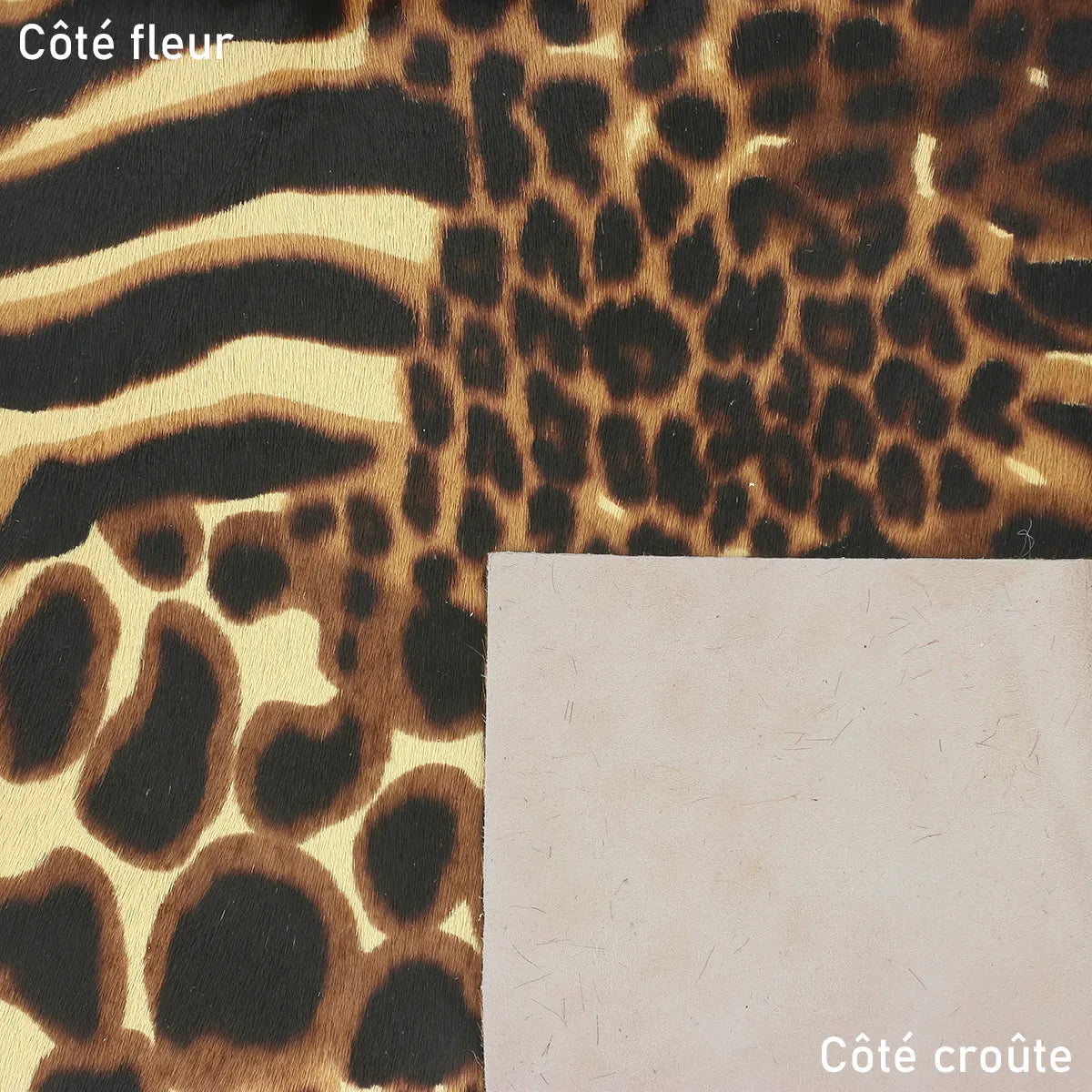 Cuir à poils à motifs léopard, cuir très souple idéal pour la conception d'articles de mode, coussins...