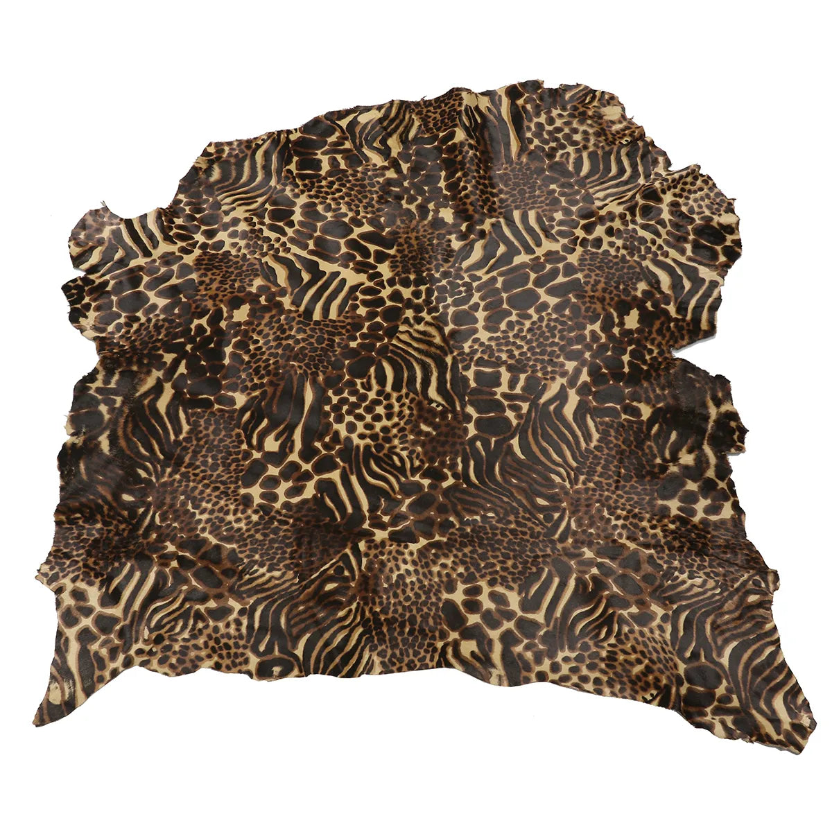 Peau entière de cuir de veau à poils courts couleur marron léopard. Cuir pony hair idéal pour la fabrication de chaussures, accessoires de mode, objets décoratifs...