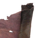 Peau de cuir à poils marron foncé, cuir de 2ème choix idéal pour la fabrication de prototypes, tests techniques...