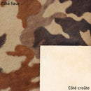 Cuir à poils motif camouflage beige, marron, camel. Cuir cavallino idéal pour la fabrication de chaussure, accessoire, rabat de sac...